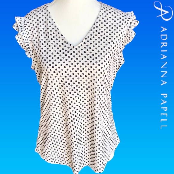 Black and White Ruffled Relaxed Blouse - Picture 1 of 11